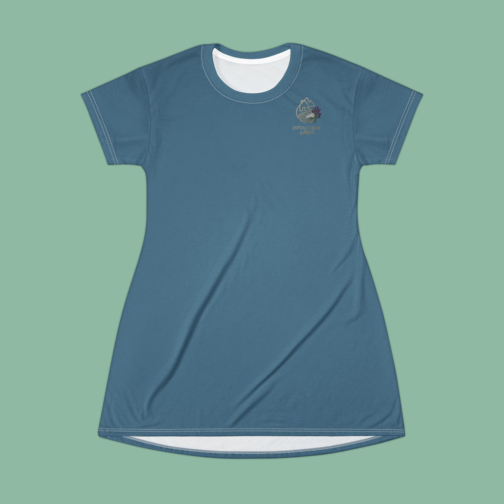 CCG Botanical T-Shirt Dress — Slate Blue