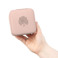 Compact travel jewelry case with the Cottage Creek Garden willow tree printed on the lid