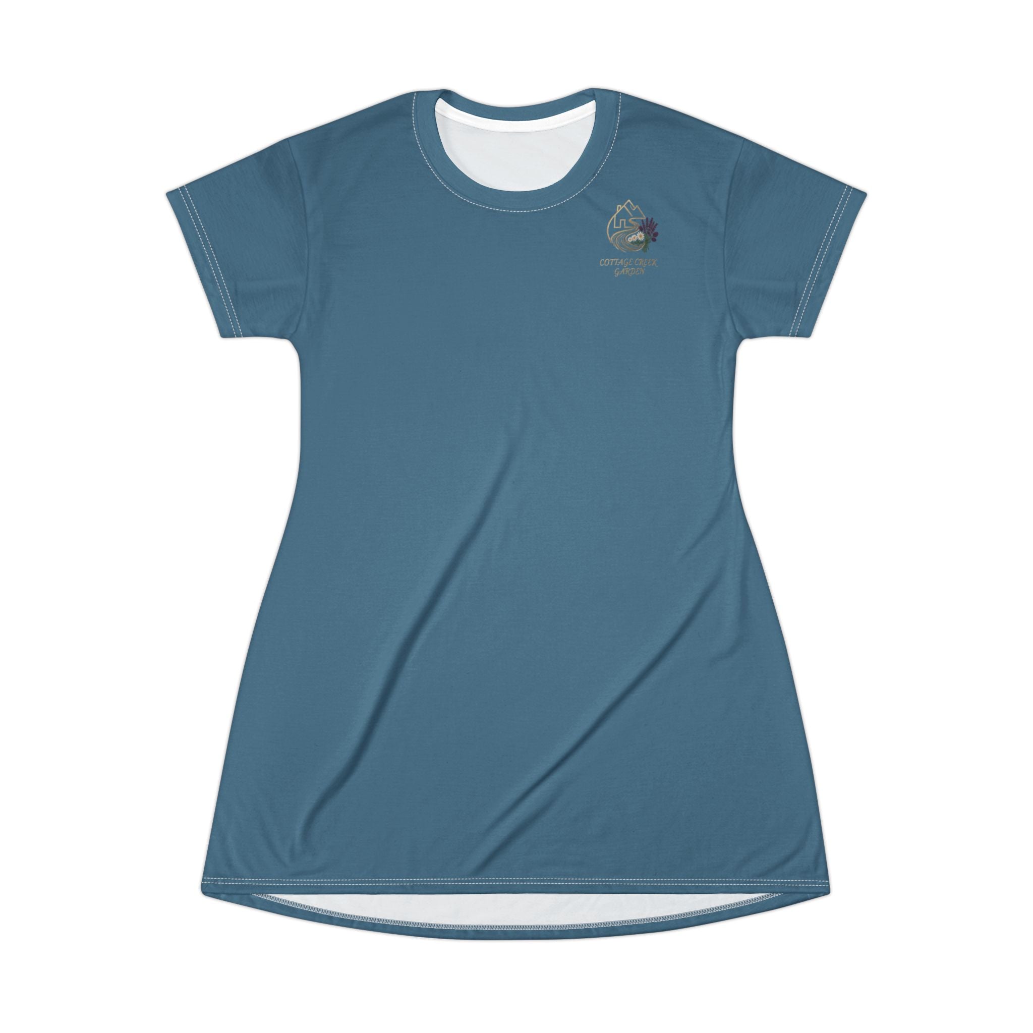 CCG Botanical T-Shirt Dress — Slate Blue