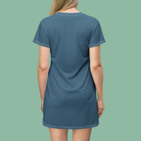 CCG Botanical T-Shirt Dress — Slate Blue